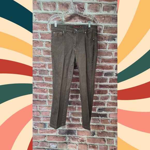 One 5 One Jeans 6 | Bejeweled Denim Sienna Brown Retro Glam Bootcut Western Chic - Picture 1 of 7